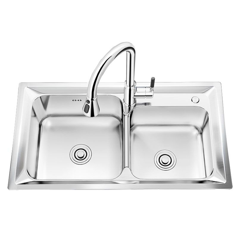 Stainless Steel Kitchen Sink Double Basin Sink with Drain Assembly Clearhalo 'Home Improvement' 'home_improvement' 'home_improvement_kitchen_sinks' 'Kitchen Remodel & Kitchen Fixtures' 'Kitchen Sinks & Faucet Components' 'Kitchen Sinks' 'kitchen_sinks' 1200x1200_5edcc974-0f31-455f-ad5a-792801bec380