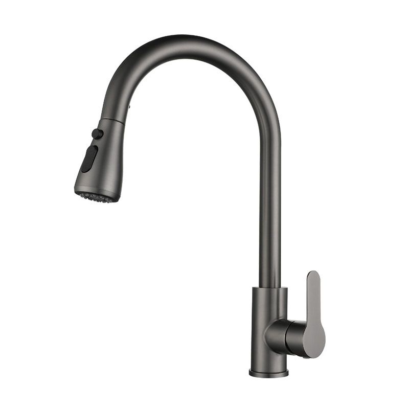 Contemporary Pull Down Single Handle Kitchen Faucet High Arch Water Filler in Gray Clearhalo 'Home Improvement' 'home_improvement' 'home_improvement_kitchen_faucets' 'Kitchen Faucets' 'Kitchen Remodel & Kitchen Fixtures' 'Kitchen Sinks & Faucet Components' 'kitchen_faucets' 1200x1200_5ede72e6-f32c-435f-9abd-fbcec7835106