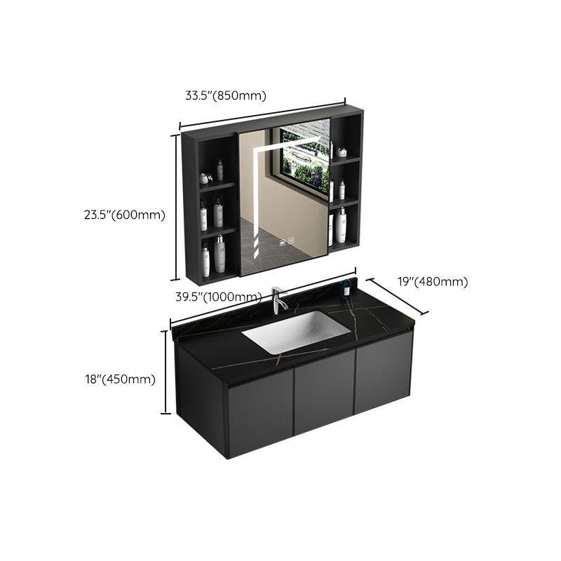 Aluminum Bathroom Vanity Set Doors Wall Mounted Doors Grey Single Sink with Mirror Clearhalo 'Bathroom Remodel & Bathroom Fixtures' 'Bathroom Vanities' 'bathroom_vanities' 'Home Improvement' 'home_improvement' 'home_improvement_bathroom_vanities' 1200x1200_5ef3b11f-42b5-4e6c-af0d-bb9fd415119a