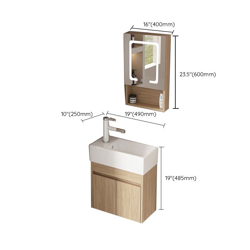 Basic Wooden Sink Vanity Wall-Mounted Vanity Cabinet with Mirror Cabinet Clearhalo 'Bathroom Remodel & Bathroom Fixtures' 'Bathroom Vanities' 'bathroom_vanities' 'Home Improvement' 'home_improvement' 'home_improvement_bathroom_vanities' 1200x1200_5ef41f3a-a510-4a79-8782-7c49d374bece