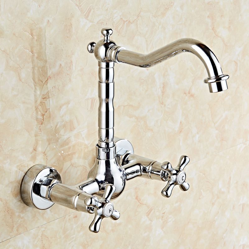 Glam 2-Handle Bathroom Sink Faucet 2-Hole Wall Mounted Bathroom Faucet Clearhalo 'Bathroom Remodel & Bathroom Fixtures' 'Bathroom Sink Faucets' 'Bathroom Sinks & Faucet Components' 'bathroom_sink_faucets' 'Home Improvement' 'home_improvement' 'home_improvement_bathroom_sink_faucets' 1200x1200_5f1a175d-06e8-437f-aada-c848a56004c4