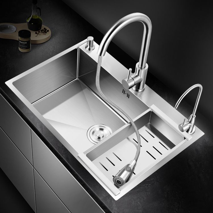 Modern Kitchen Bar Sink Stainless Steel with Basket Strainer Workstation Clearhalo 'Home Improvement' 'home_improvement' 'home_improvement_kitchen_sinks' 'Kitchen Remodel & Kitchen Fixtures' 'Kitchen Sinks & Faucet Components' 'Kitchen Sinks' 'kitchen_sinks' 1200x1200_5f27fa6a-25b0-45cf-b609-fd2149c622a8