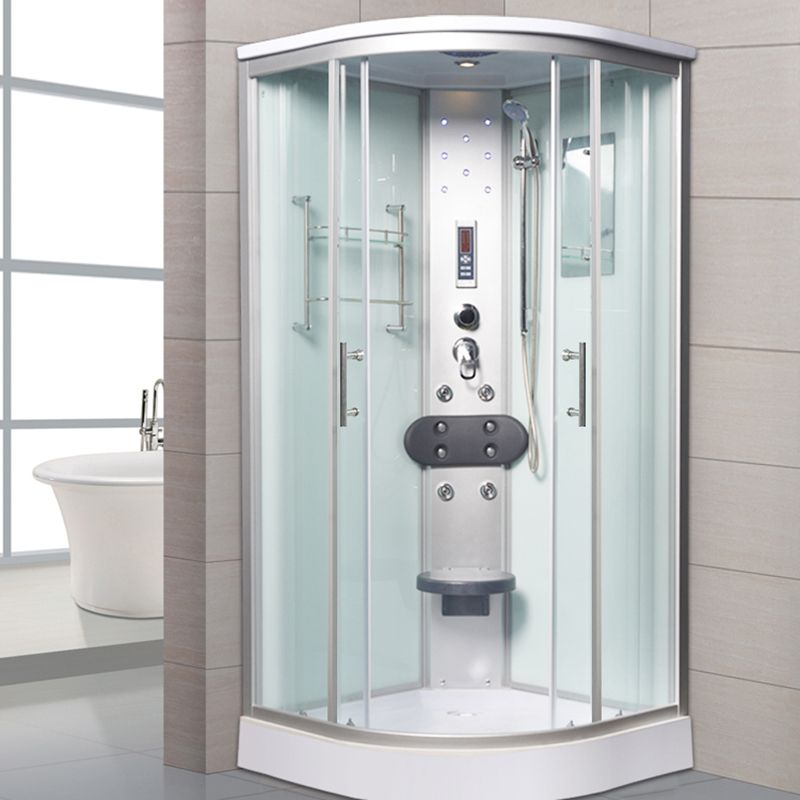 Round Shower Stall Tempered Glass Shower Stall with Rain Shower Clearhalo 'Bathroom Remodel & Bathroom Fixtures' 'Home Improvement' 'home_improvement' 'home_improvement_shower_stalls_enclosures' 'Shower Stalls & Enclosures' 'shower_stalls_enclosures' 'Showers & Bathtubs' 1200x1200_5f2d9bb8-cf87-4898-b27b-dedae49e0236