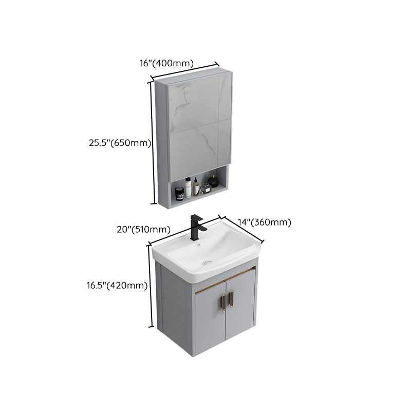 Modern Grey Wall Mount Bathroom Sink Vanity with Faucet Sink Clearhalo 'Bathroom Remodel & Bathroom Fixtures' 'Bathroom Vanities' 'bathroom_vanities' 'Home Improvement' 'home_improvement' 'home_improvement_bathroom_vanities' 1200x1200_5f2f09ea-5581-4989-a353-7fd149df28fa