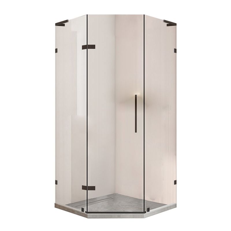 Black Semi Frameless Glass Shower Door Hinged Shower Bath Door Clearhalo 'Bathroom Remodel & Bathroom Fixtures' 'Home Improvement' 'home_improvement' 'home_improvement_shower_tub_doors' 'Shower and Tub Doors' 'shower_tub_doors' 'Showers & Bathtubs' 1200x1200_5f400c45-7640-4f7b-ab67-710e3c936310