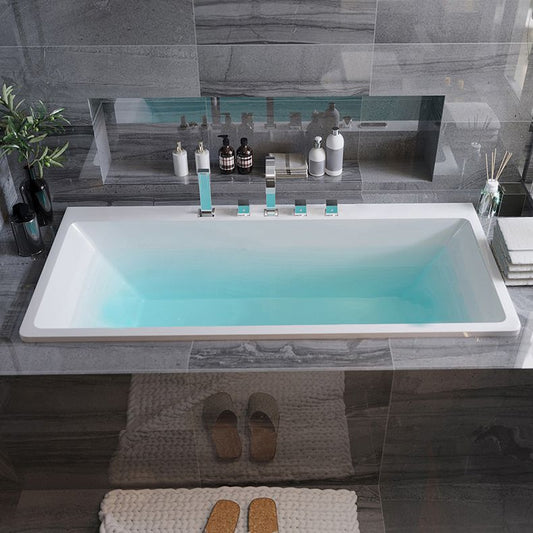 Soaking Acrylic Bathtub Drop in White Rectangular Modern Bath Clearhalo 'Bathroom Remodel & Bathroom Fixtures' 'Bathtubs' 'Home Improvement' 'home_improvement' 'home_improvement_bathtubs' 'Showers & Bathtubs' 1200x1200_5f41f9f7-8eb9-4ffe-a9fa-c5637eda33f7