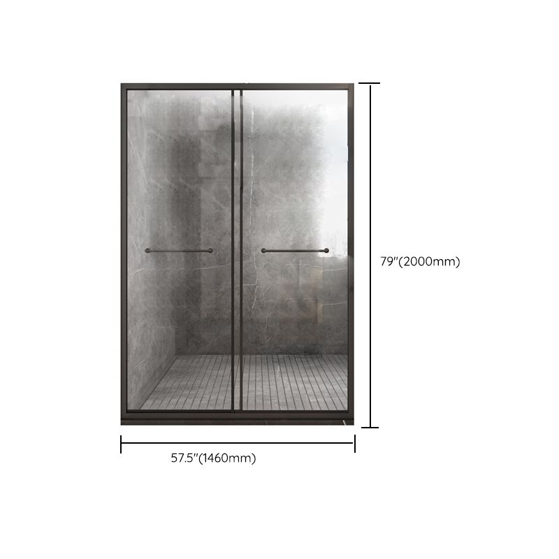 Double Sliding Shower Door Full Frame Tempered Glass Shower Door Clearhalo 'Bathroom Remodel & Bathroom Fixtures' 'Home Improvement' 'home_improvement' 'home_improvement_shower_tub_doors' 'Shower and Tub Doors' 'shower_tub_doors' 'Showers & Bathtubs' 1200x1200_5f8bb087-7a2a-4982-8a5a-352ff88295f3