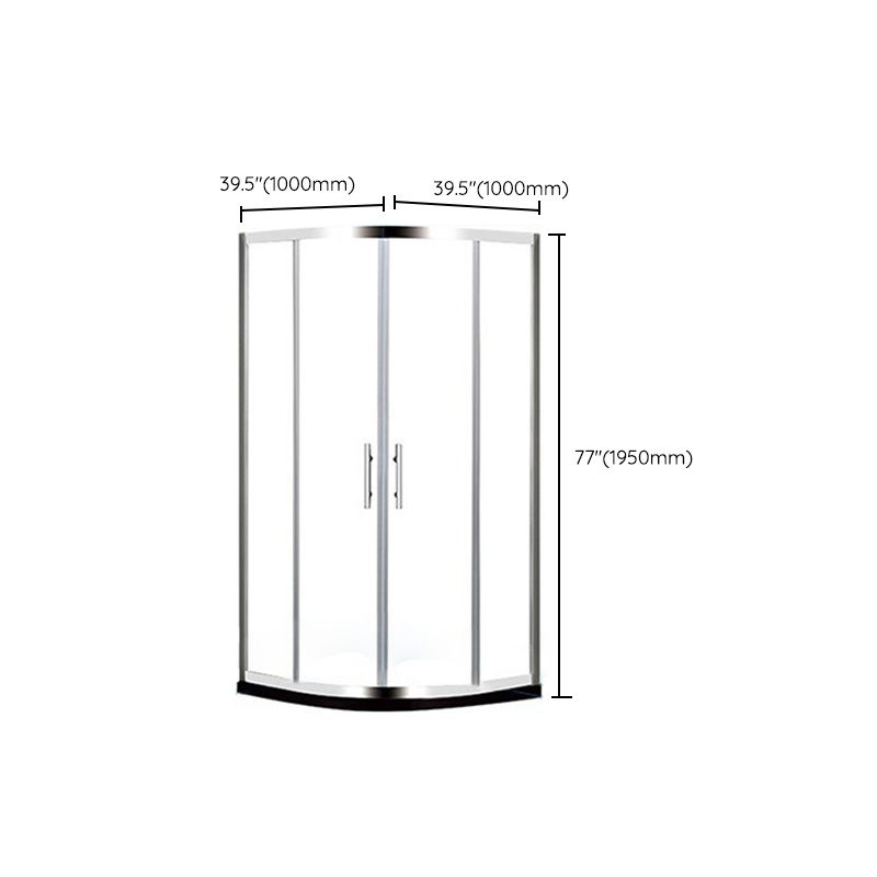 Round Tempered Shower Enclosure Double Sliding Corner Shower Kit with Header Clearhalo 'Bathroom Remodel & Bathroom Fixtures' 'Home Improvement' 'home_improvement' 'home_improvement_shower_stalls_enclosures' 'Shower Stalls & Enclosures' 'shower_stalls_enclosures' 'Showers & Bathtubs' 1200x1200_5f8f8911-40c1-4f64-ab2c-c550ce53bf31