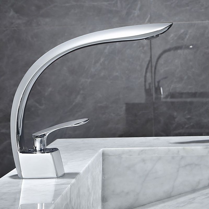 Glam Single Handle Sink Faucet Brass Bathroom Gooseneck Faucet Clearhalo 'Bathroom Remodel & Bathroom Fixtures' 'Bathroom Sink Faucets' 'Bathroom Sinks & Faucet Components' 'bathroom_sink_faucets' 'Home Improvement' 'home_improvement' 'home_improvement_bathroom_sink_faucets' 1200x1200_5fa837c8-3919-4c14-af20-26c88d25732b