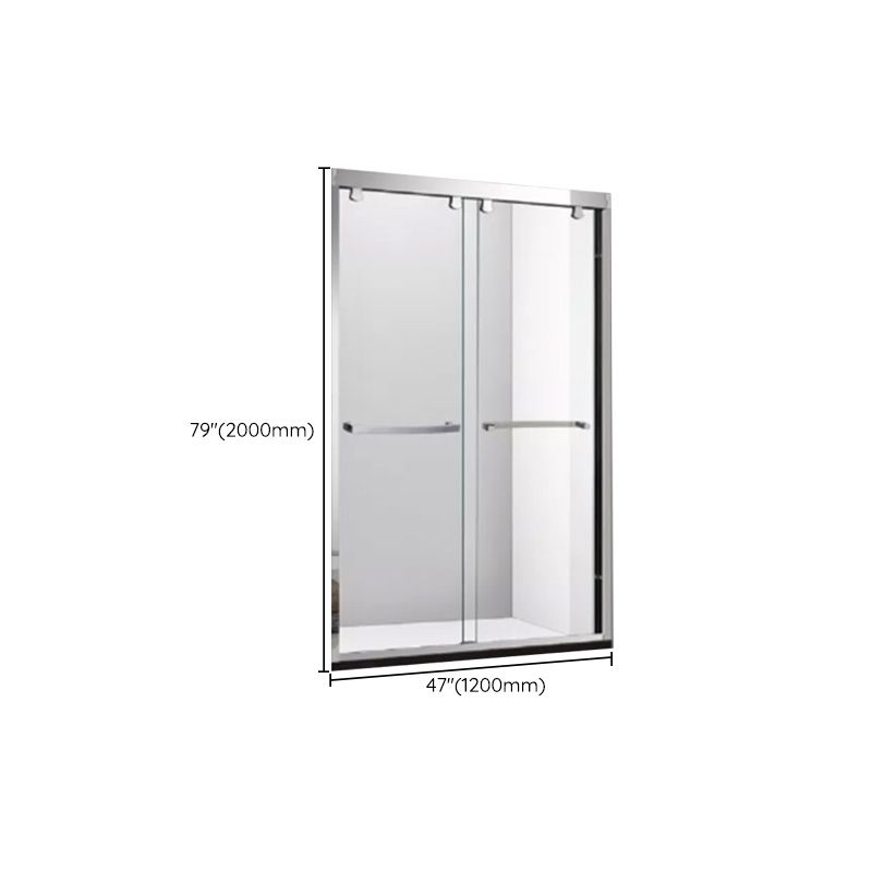 Semi Frameless Dual Move Shower Screen Clear Glass Shower Door Clearhalo 'Bathroom Remodel & Bathroom Fixtures' 'Home Improvement' 'home_improvement' 'home_improvement_shower_tub_doors' 'Shower and Tub Doors' 'shower_tub_doors' 'Showers & Bathtubs' 1200x1200_5facaf77-7d7c-470c-ae8c-a17b4f7973f7