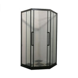 Framed Black Shower Enclosure Double Sliding Neo-Angle Shower Enclosure Clearhalo 'Bathroom Remodel & Bathroom Fixtures' 'Home Improvement' 'home_improvement' 'home_improvement_shower_stalls_enclosures' 'Shower Stalls & Enclosures' 'shower_stalls_enclosures' 'Showers & Bathtubs' 1200x1200_5fb955b3-6466-4c78-8363-b941d80ff884