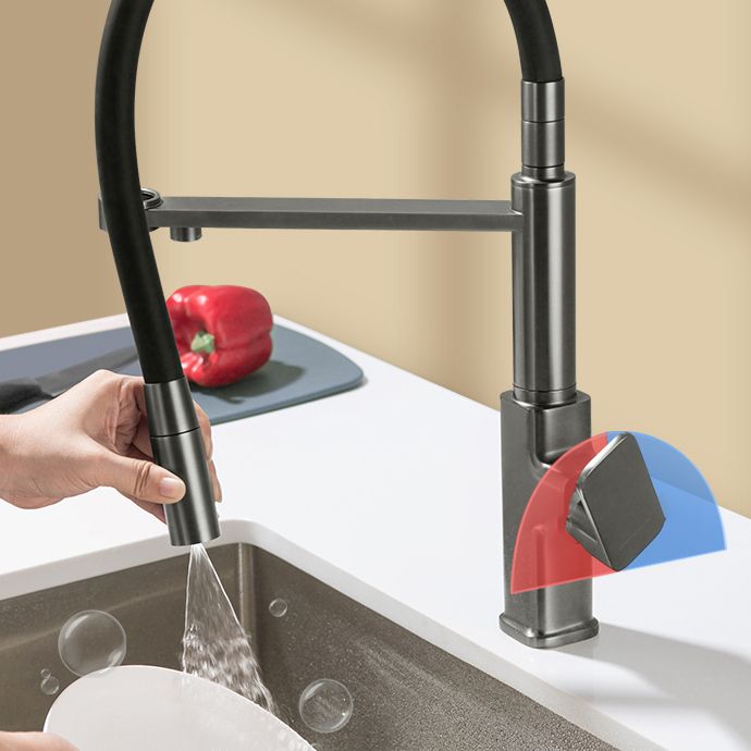Swivel Spout Kitchen Sink Faucet High Arc with Pull Down Sprayer Clearhalo 'Home Improvement' 'home_improvement' 'home_improvement_kitchen_faucets' 'Kitchen Faucets' 'Kitchen Remodel & Kitchen Fixtures' 'Kitchen Sinks & Faucet Components' 'kitchen_faucets' 1200x1200_5fbb75ed-73d2-400f-9181-0f6402f5d6ff