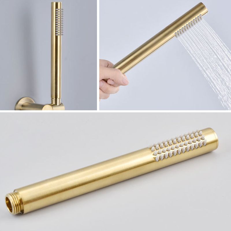 Cold and Hot Wall Mounted Bathtub Faucet Gold Finish Tub Faucet with Shower Head Clearhalo 'Bathroom Remodel & Bathroom Fixtures' 'Bathtub Faucets' 'bathtub_faucets' 'Home Improvement' 'home_improvement' 'home_improvement_bathtub_faucets' 1200x1200_5fbe0ad9-5b01-478e-9481-903aa97d5a6f
