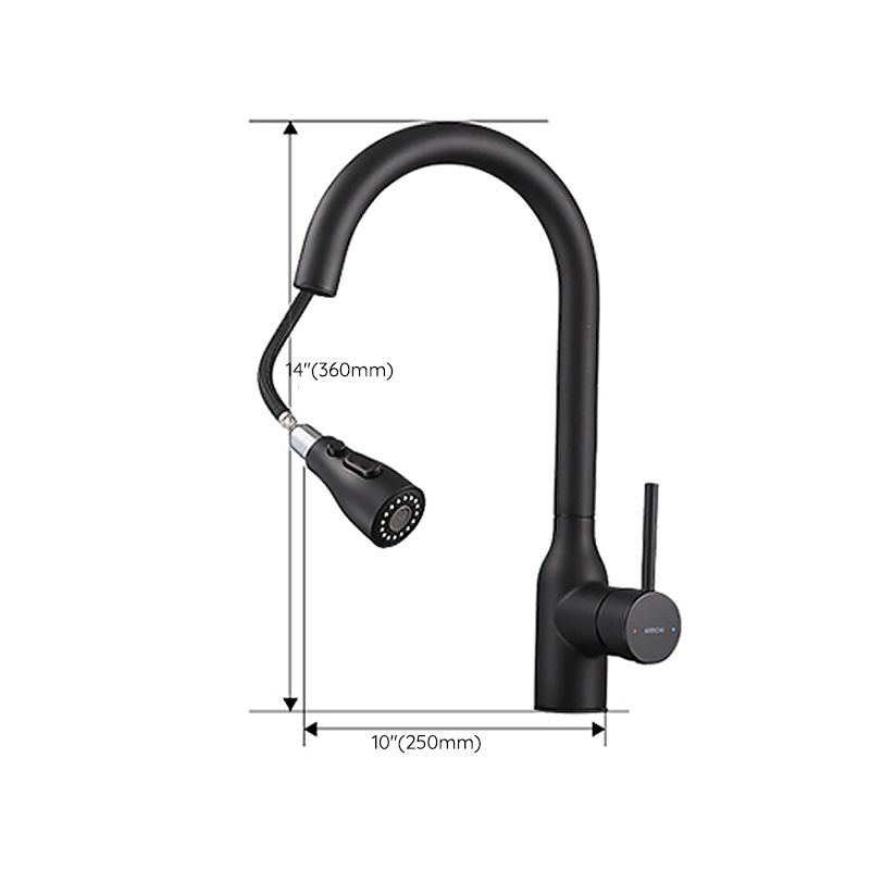 Contemporary Single Handle Kitchen Faucet Pull Out 1 Hold Bar Faucet with No Sensor Clearhalo 'Home Improvement' 'home_improvement' 'home_improvement_kitchen_faucets' 'Kitchen Faucets' 'Kitchen Remodel & Kitchen Fixtures' 'Kitchen Sinks & Faucet Components' 'kitchen_faucets' 1200x1200_5ff45075-ae48-4952-bdb8-c931080eb18f