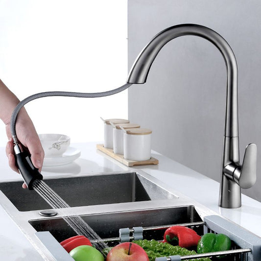 Single Handle Kitchen Faucet Pull Down Faucet with Pull out Sprayer Clearhalo 'Home Improvement' 'home_improvement' 'home_improvement_kitchen_faucets' 'Kitchen Faucets' 'Kitchen Remodel & Kitchen Fixtures' 'Kitchen Sinks & Faucet Components' 'kitchen_faucets' 1200x1200_60070daf-9389-479c-a58e-2d9d1ba6683a