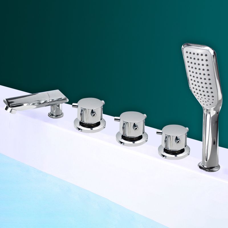 Contemporary Style Bathroom Faucet Metal Deck Mounted Bathroom Faucet Clearhalo 'Bathroom Remodel & Bathroom Fixtures' 'Bathtub Faucets' 'bathtub_faucets' 'Home Improvement' 'home_improvement' 'home_improvement_bathtub_faucets' 1200x1200_600d6cfb-cc92-4ded-8f39-fff45867d87c