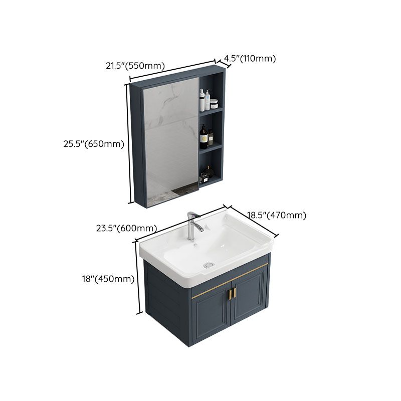 Modern Metal Blue Wall Mount Sink Vanity Faucet Included for Bathroom Clearhalo 'Bathroom Remodel & Bathroom Fixtures' 'Bathroom Vanities' 'bathroom_vanities' 'Home Improvement' 'home_improvement' 'home_improvement_bathroom_vanities' 1200x1200_604a9308-42b7-426f-b422-69f2e184a2e6