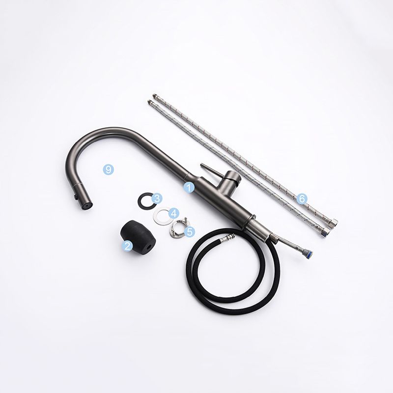 Modern 1-Handle Faucets Stainless Steel with Water Dispenser Pull down Faucets Clearhalo 'Home Improvement' 'home_improvement' 'home_improvement_kitchen_faucets' 'Kitchen Faucets' 'Kitchen Remodel & Kitchen Fixtures' 'Kitchen Sinks & Faucet Components' 'kitchen_faucets' 1200x1200_607ecff5-2a2d-43cc-9778-09570dc9fdbc