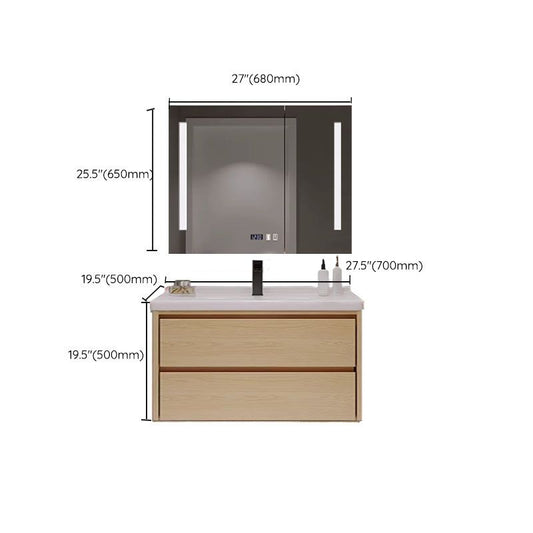 Wood Frame Bathroom Vanity Rectangular 2 Drawers Wall-Mounted Single Sink with Door Clearhalo 'Bathroom Remodel & Bathroom Fixtures' 'Bathroom Vanities' 'bathroom_vanities' 'Home Improvement' 'home_improvement' 'home_improvement_bathroom_vanities' 1200x1200_60803db8-767b-4120-ab29-c1d03f551fcd