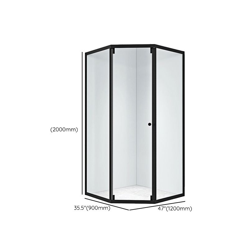 Black Framed Shower Enclosure Corner Single Sliding Shower Stall With Door Handles Clearhalo 'Bathroom Remodel & Bathroom Fixtures' 'Home Improvement' 'home_improvement' 'home_improvement_shower_stalls_enclosures' 'Shower Stalls & Enclosures' 'shower_stalls_enclosures' 'Showers & Bathtubs' 1200x1200_60812f1b-9bc4-4f80-bde0-0a063231869f