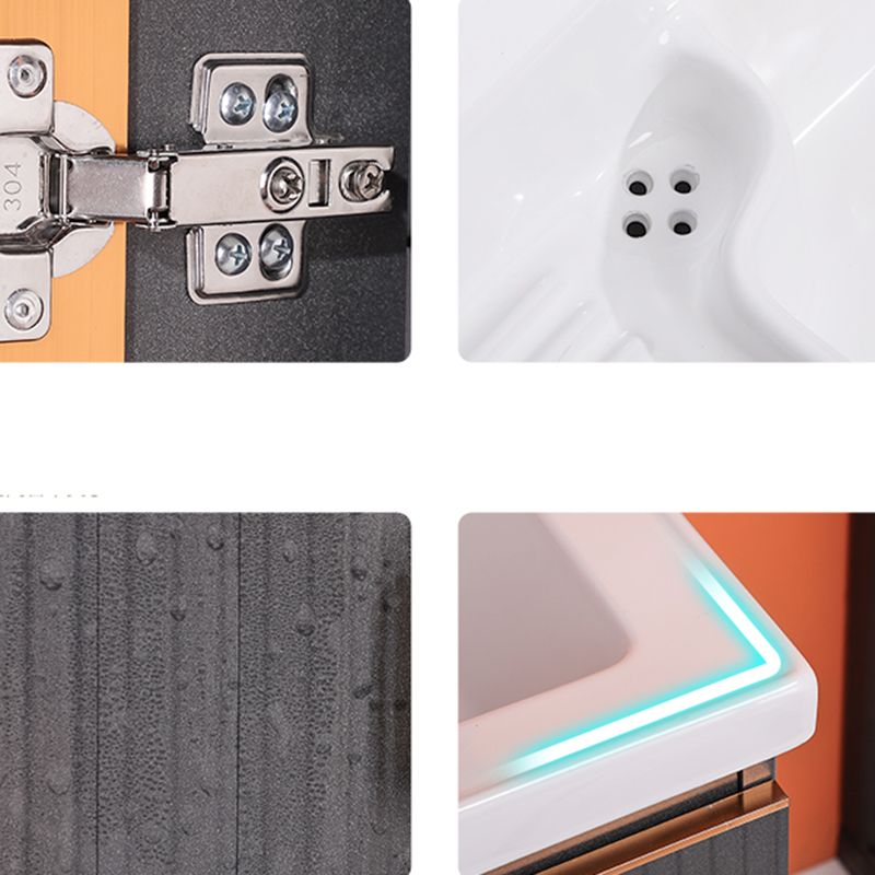 Waterproof Vanity Grey Single Sink Freestanding Mirror Rectangular Bath Vanity with Doors Clearhalo 'Bathroom Remodel & Bathroom Fixtures' 'Bathroom Vanities' 'bathroom_vanities' 'Home Improvement' 'home_improvement' 'home_improvement_bathroom_vanities' 1200x1200_6084b8d7-629c-4825-9a56-961a709c8e2a