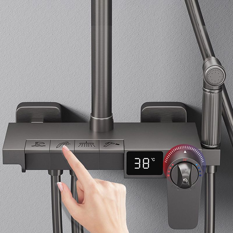 Contemporary Style Brass Shower Faucet Adjustable Spray Pattern Wall Mounted Shower Combo Clearhalo 'Bathroom Remodel & Bathroom Fixtures' 'Home Improvement' 'home_improvement' 'home_improvement_shower_faucets' 'Shower Faucets & Systems' 'shower_faucets' 'Showers & Bathtubs Plumbing' 'Showers & Bathtubs' 1200x1200_6085843e-ee96-4a82-b6e1-e3ba882e68e1