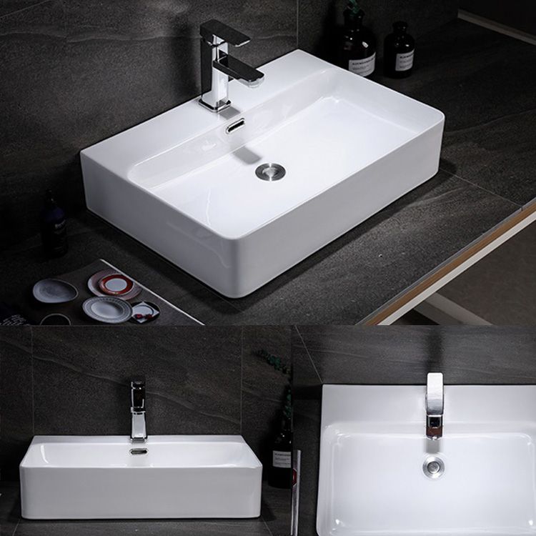 Contemporary Vessel Bathroom Sink Rectangular White Ceramic Overflow Drain Assembly Sink Clearhalo 'Bathroom Remodel & Bathroom Fixtures' 'Bathroom Sinks & Faucet Components' 'Bathroom Sinks' 'bathroom_sink' 'Home Improvement' 'home_improvement' 'home_improvement_bathroom_sink' 1200x1200_60a061de-70e8-462e-a09c-883abac4ed1a