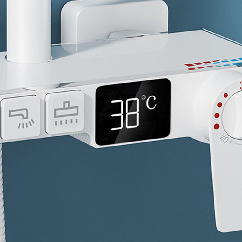 White Round Metal Shower Faucet Valve Included Shower Head Shower on Wall Clearhalo 'Bathroom Remodel & Bathroom Fixtures' 'Home Improvement' 'home_improvement' 'home_improvement_shower_faucets' 'Shower Faucets & Systems' 'shower_faucets' 'Showers & Bathtubs Plumbing' 'Showers & Bathtubs' 1200x1200_60a76978-7a01-402e-bd75-aeb884777cda