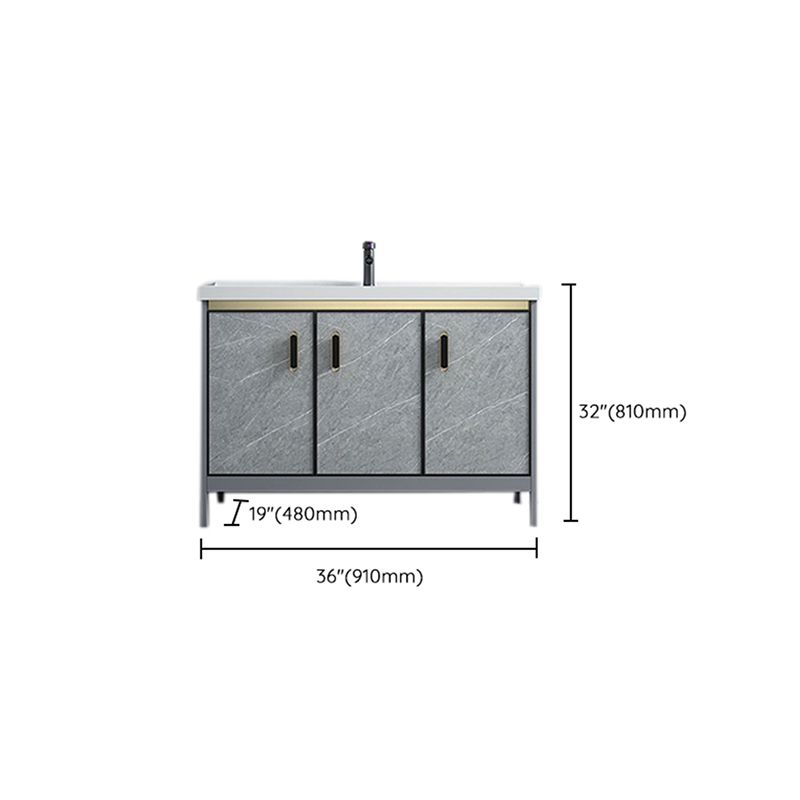 Freestanding Aluminium Bathroom Sink Vanity Gray with Faucet Bathroom Vanity Cabinet Clearhalo 'Bathroom Remodel & Bathroom Fixtures' 'Bathroom Vanities' 'bathroom_vanities' 'Home Improvement' 'home_improvement' 'home_improvement_bathroom_vanities' 1200x1200_60a8f4b0-94f8-4824-9b6b-ef0fc99b242c