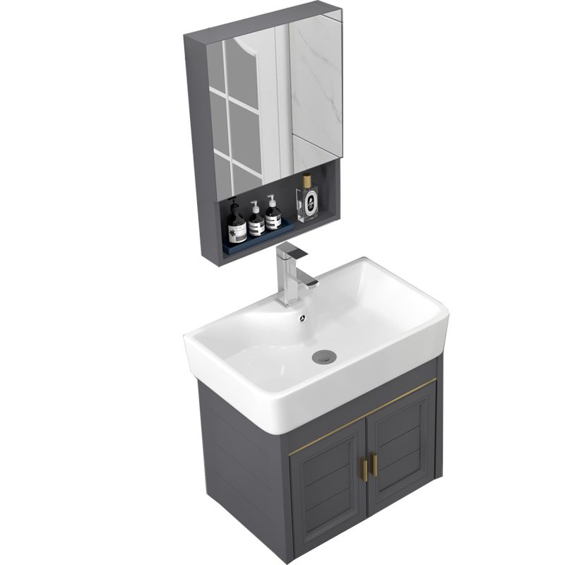 Glam Metal Base Vanity Set Single-Sink Rectangular Wall Mount Vanity Set Clearhalo 'Bathroom Remodel & Bathroom Fixtures' 'Bathroom Vanities' 'bathroom_vanities' 'Home Improvement' 'home_improvement' 'home_improvement_bathroom_vanities' 1200x1200_60b429e8-337a-4811-b35f-a6262d4c8599