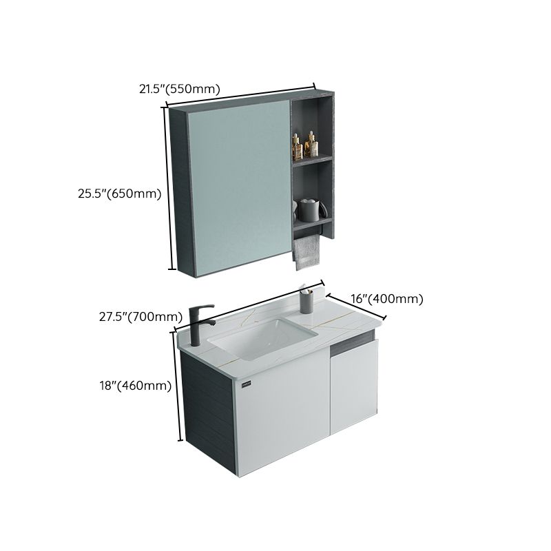 Single Sink Rectangular Bathroom Vanity Modern White Metal Frame Vanity Set Clearhalo 'Bathroom Remodel & Bathroom Fixtures' 'Bathroom Vanities' 'bathroom_vanities' 'Home Improvement' 'home_improvement' 'home_improvement_bathroom_vanities' 1200x1200_60e24823-18a4-4115-9984-a2e6e0c80eb3