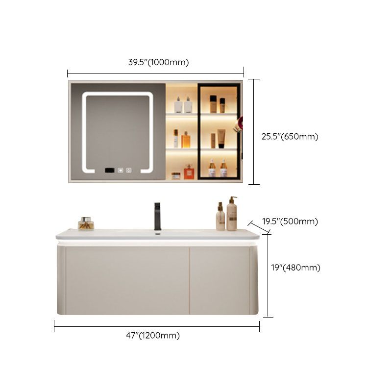 Wall Mount Modern Bathroom Sink Vanity with Mirror Faucet Sink Clearhalo 'Bathroom Remodel & Bathroom Fixtures' 'Bathroom Vanities' 'bathroom_vanities' 'Home Improvement' 'home_improvement' 'home_improvement_bathroom_vanities' 1200x1200_60e41ca9-2b5b-48e8-9609-0fa6cb5a7fac