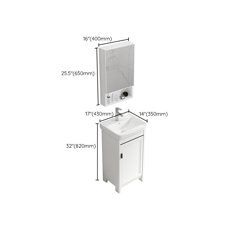 Rectangle Vanity Set White 2 Doors Freestanding Metal Frame Single Sink Vanity Clearhalo 'Bathroom Remodel & Bathroom Fixtures' 'Bathroom Vanities' 'bathroom_vanities' 'Home Improvement' 'home_improvement' 'home_improvement_bathroom_vanities' 1200x1200_61052029-b6f2-4a44-940e-308f37eb1773