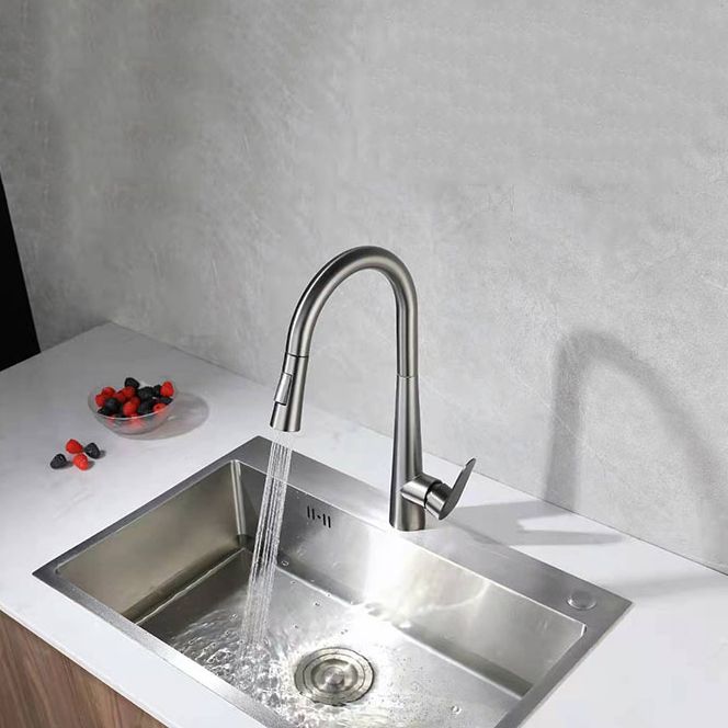 Modern Retractable Kitchen Faucet Stainless Steel 1-Handle High Arc Kitchen Faucet Clearhalo 'Home Improvement' 'home_improvement' 'home_improvement_kitchen_faucets' 'Kitchen Faucets' 'Kitchen Remodel & Kitchen Fixtures' 'Kitchen Sinks & Faucet Components' 'kitchen_faucets' 1200x1200_6105b431-b325-4339-b130-1e950a4e9108