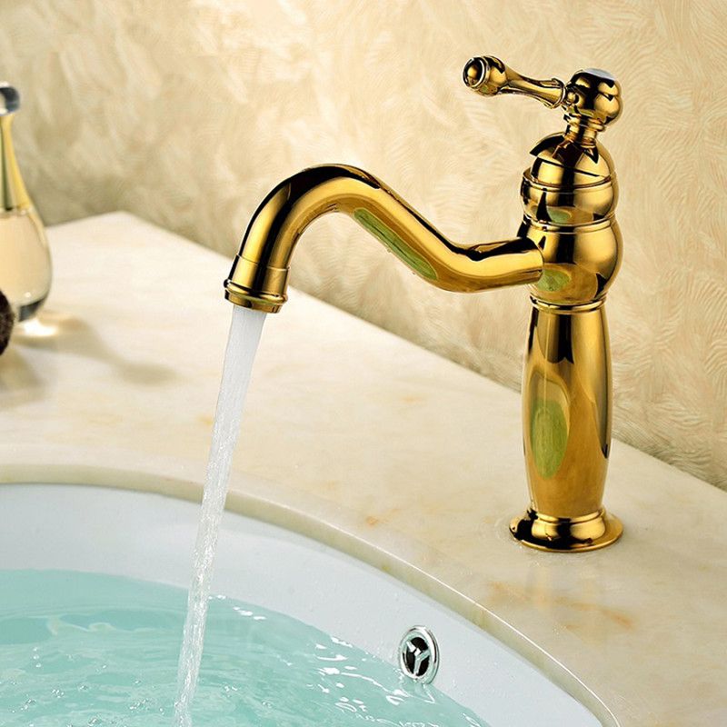 Traditional Centerset Faucet Lever Handles Gooseneck Arc Solid Brass Faucet Clearhalo 'Bathroom Remodel & Bathroom Fixtures' 'Bathroom Sink Faucets' 'Bathroom Sinks & Faucet Components' 'bathroom_sink_faucets' 'Home Improvement' 'home_improvement' 'home_improvement_bathroom_sink_faucets' 1200x1200_61099d27-e664-470e-a9bd-988daaef96ab