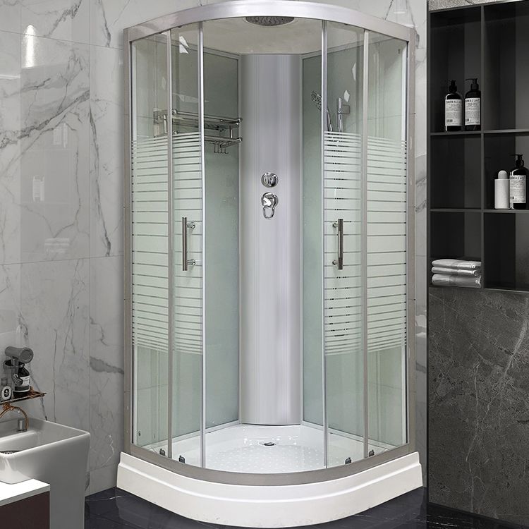 Contemporary Round Shower Stall Striped Framed Shower Stall with Ceiling Clearhalo 'Bathroom Remodel & Bathroom Fixtures' 'Home Improvement' 'home_improvement' 'home_improvement_shower_stalls_enclosures' 'Shower Stalls & Enclosures' 'shower_stalls_enclosures' 'Showers & Bathtubs' 1200x1200_61220642-3d5c-44fe-bcaa-0b0314599c90