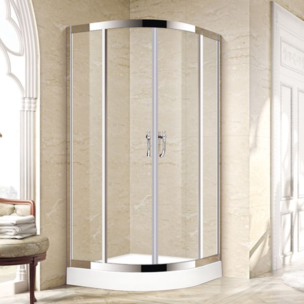 Silver Framed Shower Doors Double Sliding Clear Shower Bath Door Clearhalo 'Bathroom Remodel & Bathroom Fixtures' 'Home Improvement' 'home_improvement' 'home_improvement_shower_tub_doors' 'Shower and Tub Doors' 'shower_tub_doors' 'Showers & Bathtubs' 1200x1200_6123884b-45fc-45e3-b1cb-70cfd5fc8128