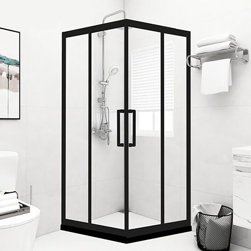 Framed Black Shower Enclosure Clear Easy Clean Glass Shower Enclosure Clearhalo 'Bathroom Remodel & Bathroom Fixtures' 'Home Improvement' 'home_improvement' 'home_improvement_shower_stalls_enclosures' 'Shower Stalls & Enclosures' 'shower_stalls_enclosures' 'Showers & Bathtubs' 1200x1200_6131777e-663d-4be3-8547-02eab51d7a71