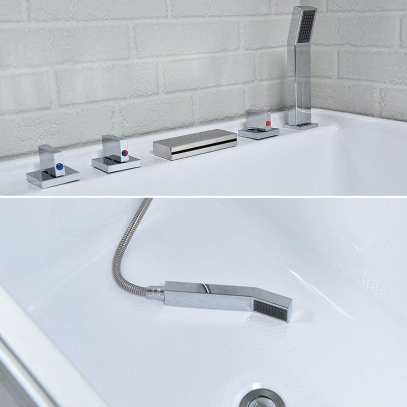 Modern Stand Alone White Bath Acrylic Rectangular Soaking Bathtub Clearhalo 'Bathroom Remodel & Bathroom Fixtures' 'Bathtubs' 'Home Improvement' 'home_improvement' 'home_improvement_bathtubs' 'Showers & Bathtubs' 1200x1200_61343405-88a1-4d46-8ed5-5c664f003730