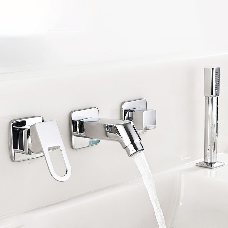Wall Mounted Faucet Brass Lever Handle Bathroom Faucet Handhold Head Clearhalo 'Bathroom Remodel & Bathroom Fixtures' 'Bathroom Sink Faucets' 'Bathroom Sinks & Faucet Components' 'bathroom_sink_faucets' 'Home Improvement' 'home_improvement' 'home_improvement_bathroom_sink_faucets' 1200x1200_61663948-46aa-4484-ab20-e8321e20806f