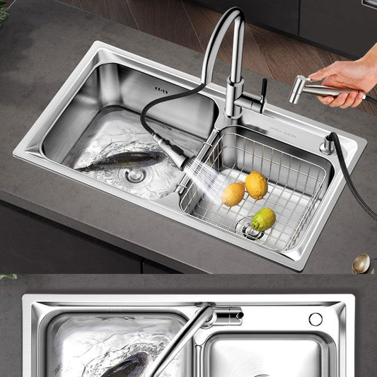 Modern Style Kitchen Sink Stainless Steel Noise-cancelling Design Drop-In Kitchen Sink Clearhalo 'Home Improvement' 'home_improvement' 'home_improvement_kitchen_sinks' 'Kitchen Remodel & Kitchen Fixtures' 'Kitchen Sinks & Faucet Components' 'Kitchen Sinks' 'kitchen_sinks' 1200x1200_61698c93-4414-4f33-9ee1-3398fd9e0825