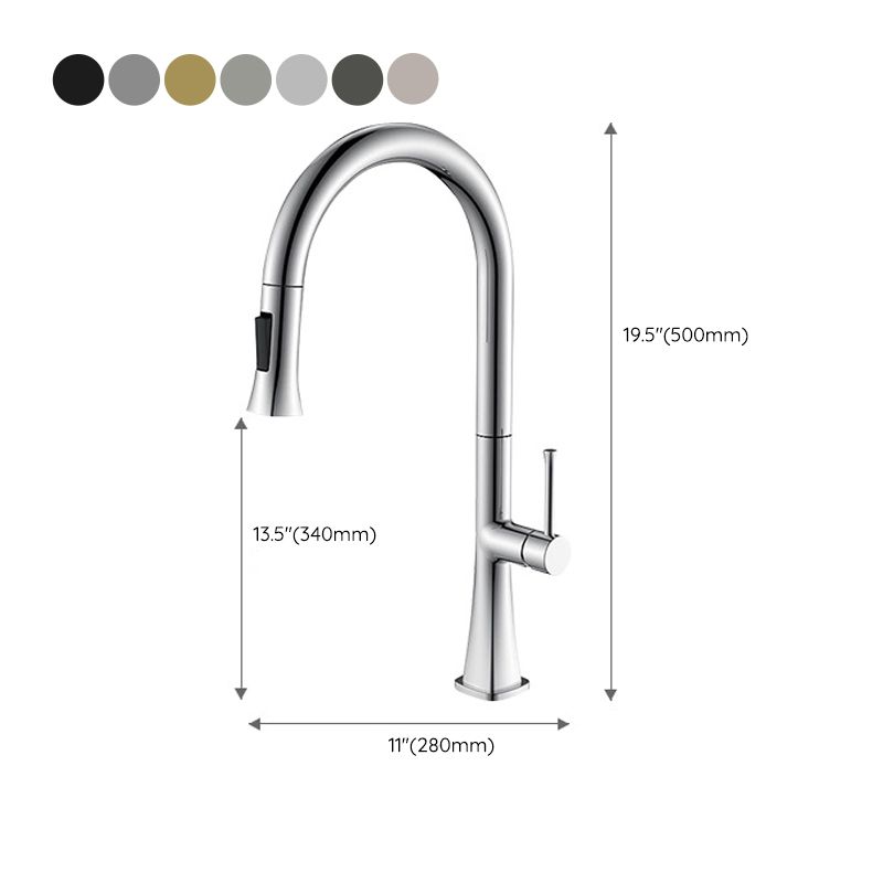 Contemporary One Handle Kitchen Faucet Pull Down 1-Hold Bar Faucet with Pull Out Sprayer Clearhalo 'Home Improvement' 'home_improvement' 'home_improvement_kitchen_faucets' 'Kitchen Faucets' 'Kitchen Remodel & Kitchen Fixtures' 'Kitchen Sinks & Faucet Components' 'kitchen_faucets' 1200x1200_616acfb3-9259-4652-a072-437b766ab775