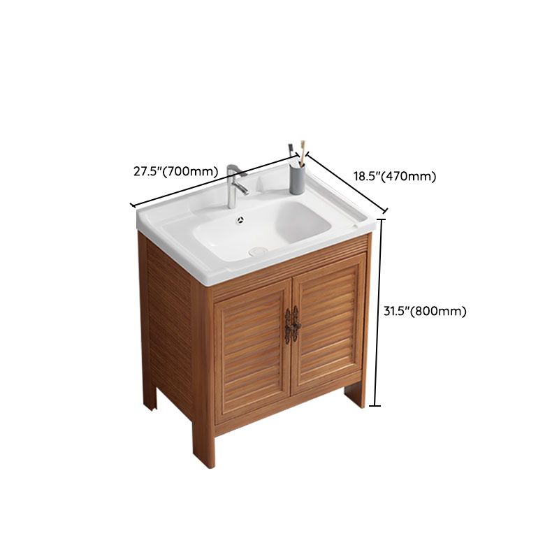 Rectangle Vanity Set Metal Frame Mirror Freestanding 2 Doors Single Sink Bath Vanity Clearhalo 'Bathroom Remodel & Bathroom Fixtures' 'Bathroom Vanities' 'bathroom_vanities' 'Home Improvement' 'home_improvement' 'home_improvement_bathroom_vanities' 1200x1200_6188a859-1d79-491e-900c-b1d910417020