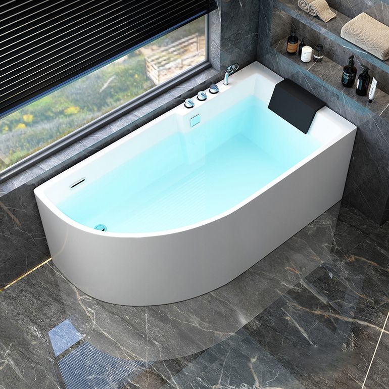 Corner Modern Acrylic Bathtub Soaking White Back to Wall Bath Clearhalo 'Bathroom Remodel & Bathroom Fixtures' 'Bathtubs' 'Home Improvement' 'home_improvement' 'home_improvement_bathtubs' 'Showers & Bathtubs' 1200x1200_618d16b1-0e09-46b5-9eed-ca5e21e93fc7