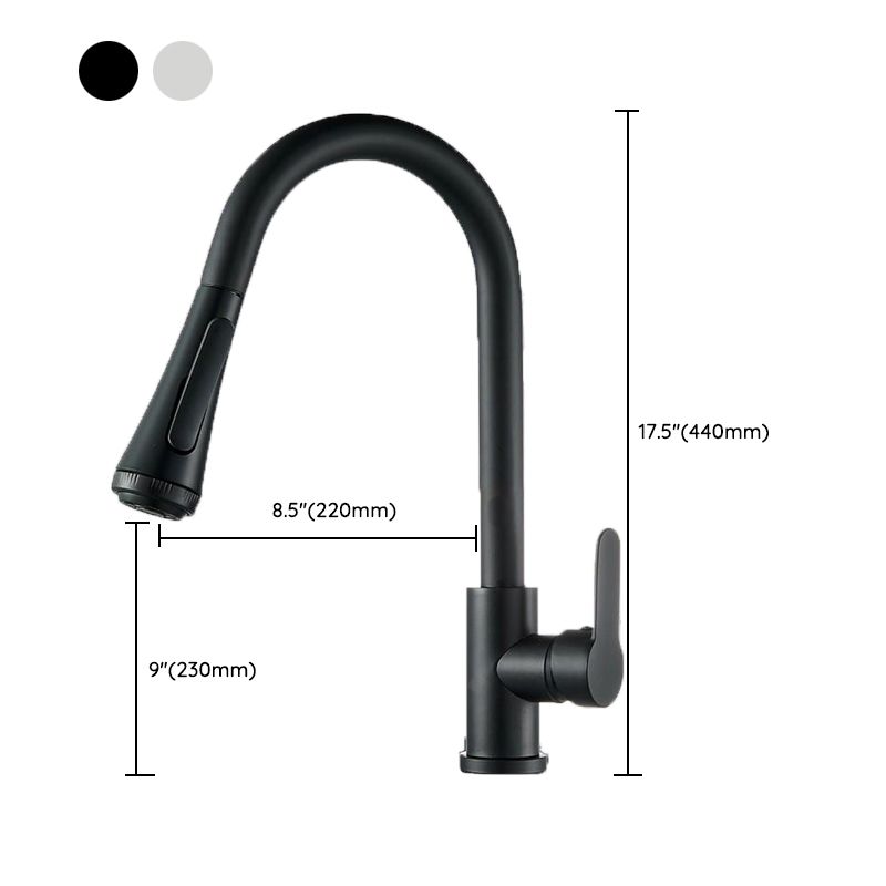 Contemporary Pull Down Kitchen Faucet Single Handle Faucet with Pull Out Sprayer Clearhalo 'Home Improvement' 'home_improvement' 'home_improvement_kitchen_faucets' 'Kitchen Faucets' 'Kitchen Remodel & Kitchen Fixtures' 'Kitchen Sinks & Faucet Components' 'kitchen_faucets' 1200x1200_619f4b1a-21fd-467a-b799-2d2b07020217