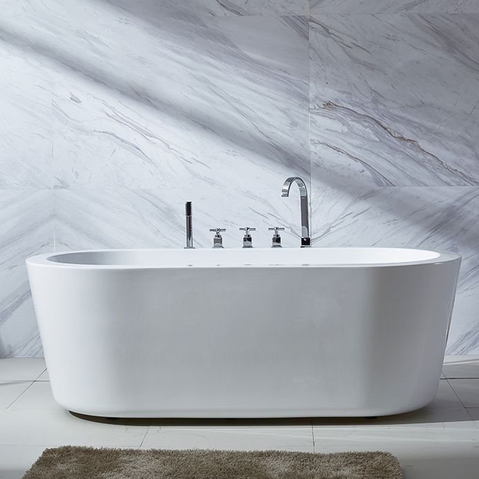 Modern Oval Stand Alone Bath Back to Wall Acrylic Soaking Bathtub Clearhalo 'Bathroom Remodel & Bathroom Fixtures' 'Bathtubs' 'Home Improvement' 'home_improvement' 'home_improvement_bathtubs' 'Showers & Bathtubs' 1200x1200_61a1190c-6f74-4a3c-a4c0-babd84aefa45
