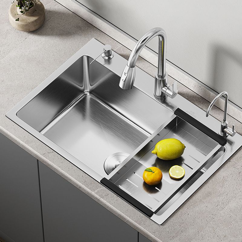 Modern Kitchen Sink Stainless Rectangular Kitchen Sink with Pull-out Faucet Clearhalo 'Home Improvement' 'home_improvement' 'home_improvement_kitchen_sinks' 'Kitchen Remodel & Kitchen Fixtures' 'Kitchen Sinks & Faucet Components' 'Kitchen Sinks' 'kitchen_sinks' 1200x1200_61b32bfa-7dd5-4609-bb01-498d282eb5e3