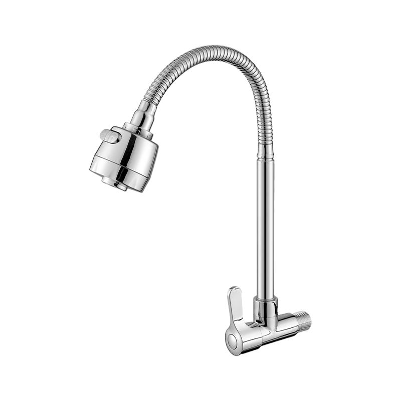 Contemporary Single Handle Kitchen Faucet Pull-down Wall-mounted Faucet in Chrome Clearhalo 'Home Improvement' 'home_improvement' 'home_improvement_kitchen_faucets' 'Kitchen Faucets' 'Kitchen Remodel & Kitchen Fixtures' 'Kitchen Sinks & Faucet Components' 'kitchen_faucets' 1200x1200_61ea5d47-ca28-4191-8c9f-1bc0a2aff039