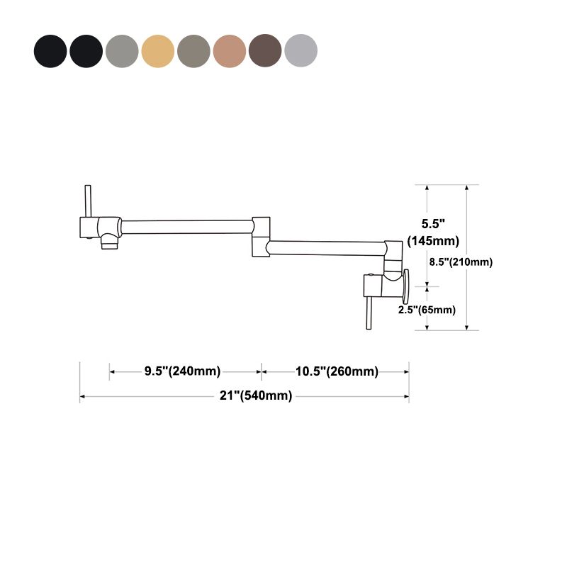 Contemporary Single Handle Bar Faucet Wall-mounted Pot Filler Clearhalo 'Home Improvement' 'home_improvement' 'home_improvement_kitchen_faucets' 'Kitchen Faucets' 'Kitchen Remodel & Kitchen Fixtures' 'Kitchen Sinks & Faucet Components' 'kitchen_faucets' 1200x1200_61f0664c-c8b7-49f6-8612-6b212657af99