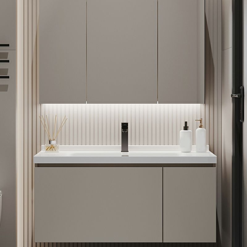 Single-Sink Grey Wall Mount Wood Modern Open Console with Sink Set Clearhalo 'Bathroom Remodel & Bathroom Fixtures' 'Bathroom Vanities' 'bathroom_vanities' 'Home Improvement' 'home_improvement' 'home_improvement_bathroom_vanities' 1200x1200_61f1644d-b09e-4481-a65b-7bdb7b2c6682